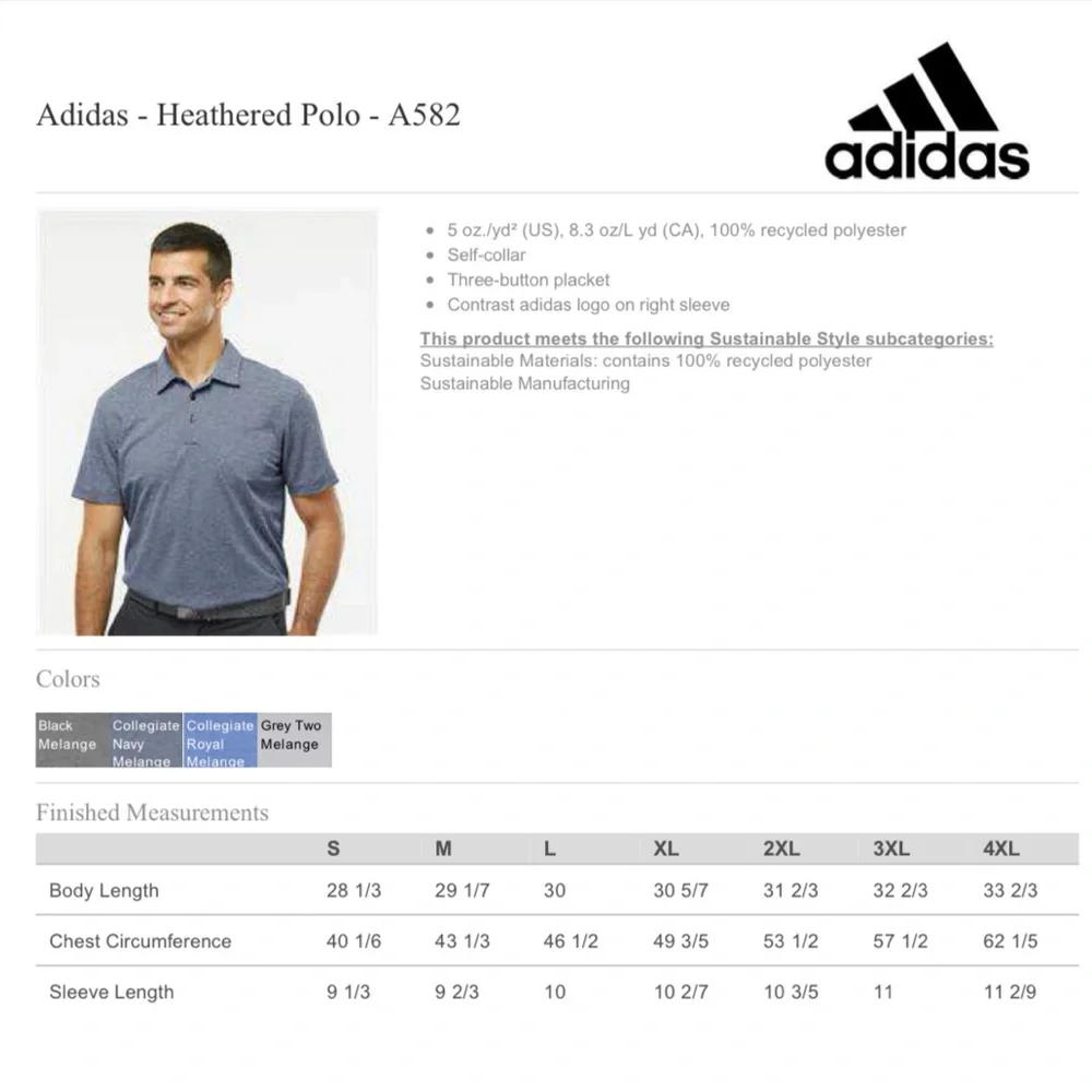 Adidas Golf Heathered Gray Performance Polo Shirt Mens Medium Moisture Wicking